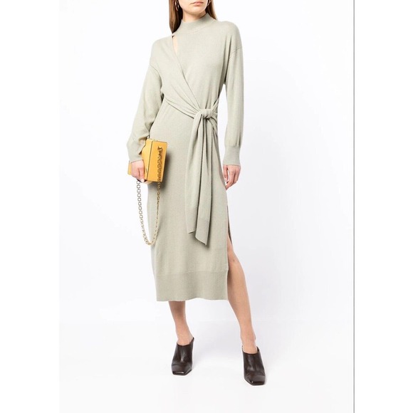 Jonathan Simkhai Hope Wrap Knit Sweater Midi Dress CutOut Mock Neck Sz S Revolve - Picture 1 of 6